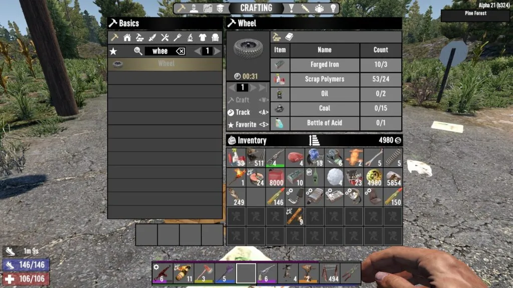 Wheel Crafting Recipe in 7 Days to Die