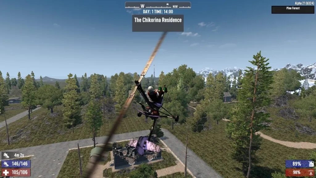 Flying the Gyrocopter in 7 Days to Die