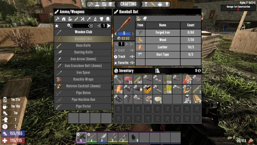 The Baseball Bat Crafting Recipe in 7 Days to Die