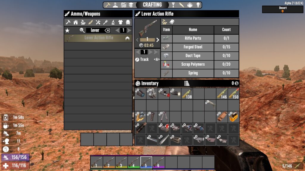 Lever Action Rifle Crafting Recipe in 7 Days to Die