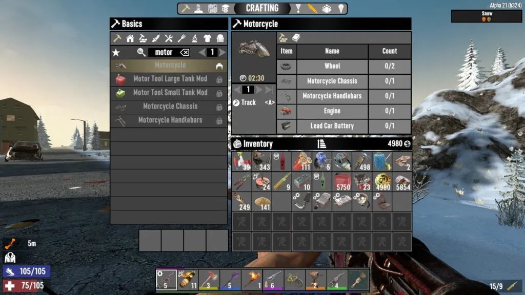 The Motorcycle Crafting Recipe in 7 Days to Die
