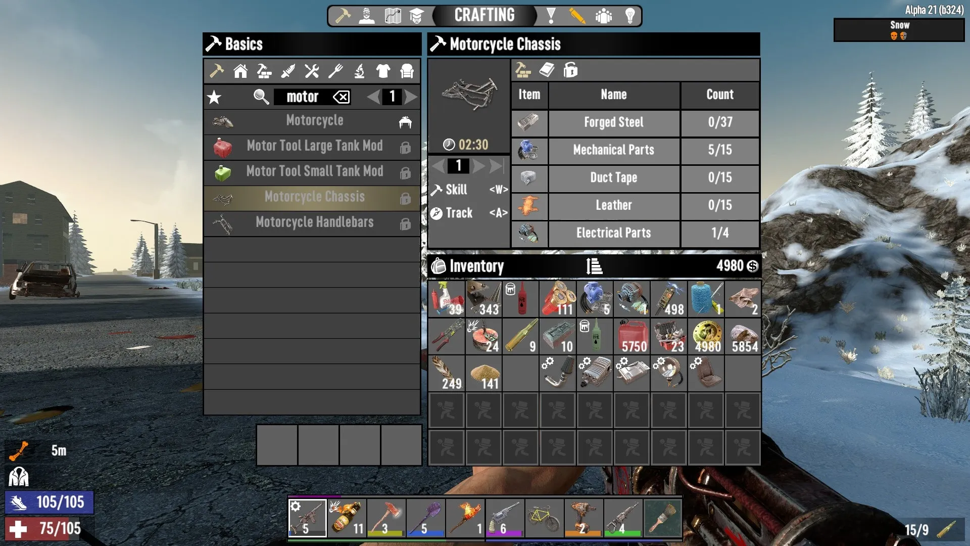 Motorcycle Chassis Crafting Recipe in 7 Days to Die