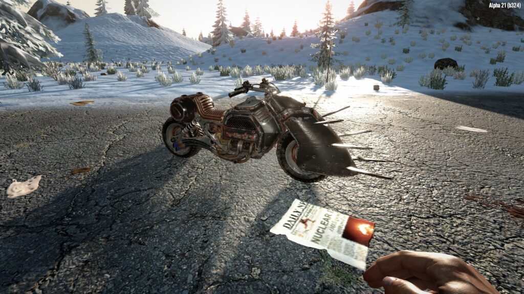 Looking at a Motorcycle on the Street in 7 Days to Die