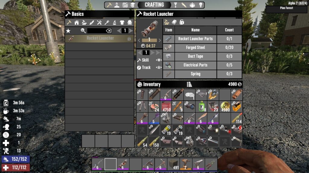 Rocket Launcher Crafting Recipe in 7 Days to Die