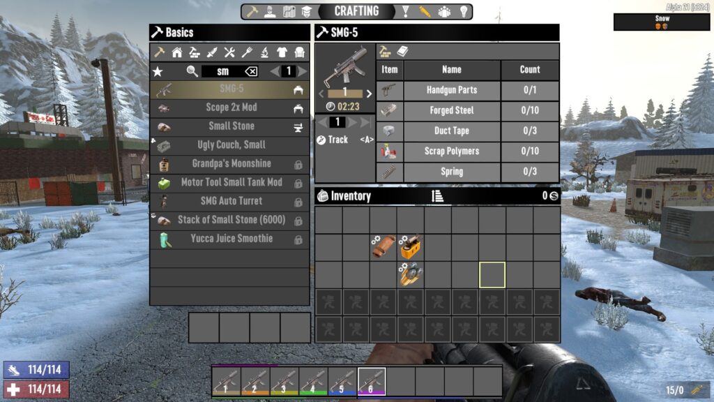 SMG-5 Crafting Recipe in 7 Days to Die