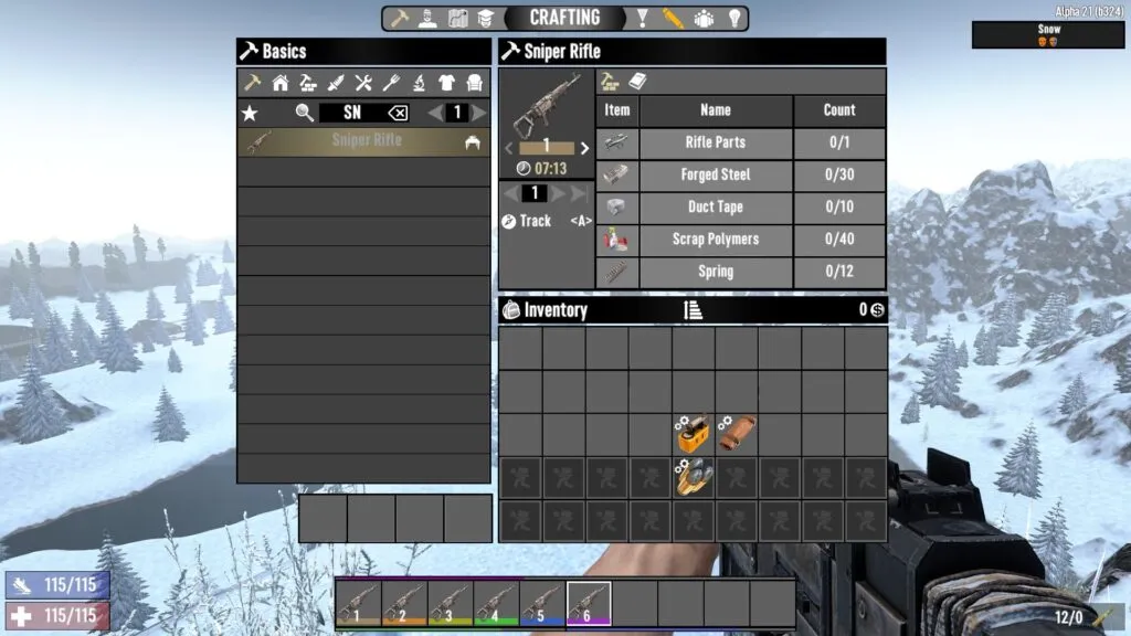 Sniper Rifle Crafting Recipe in 7 Days to Die