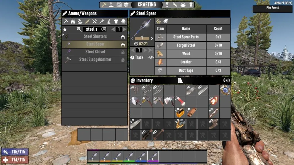 Steel Spear Crafting Recipe in 7 Days to Die