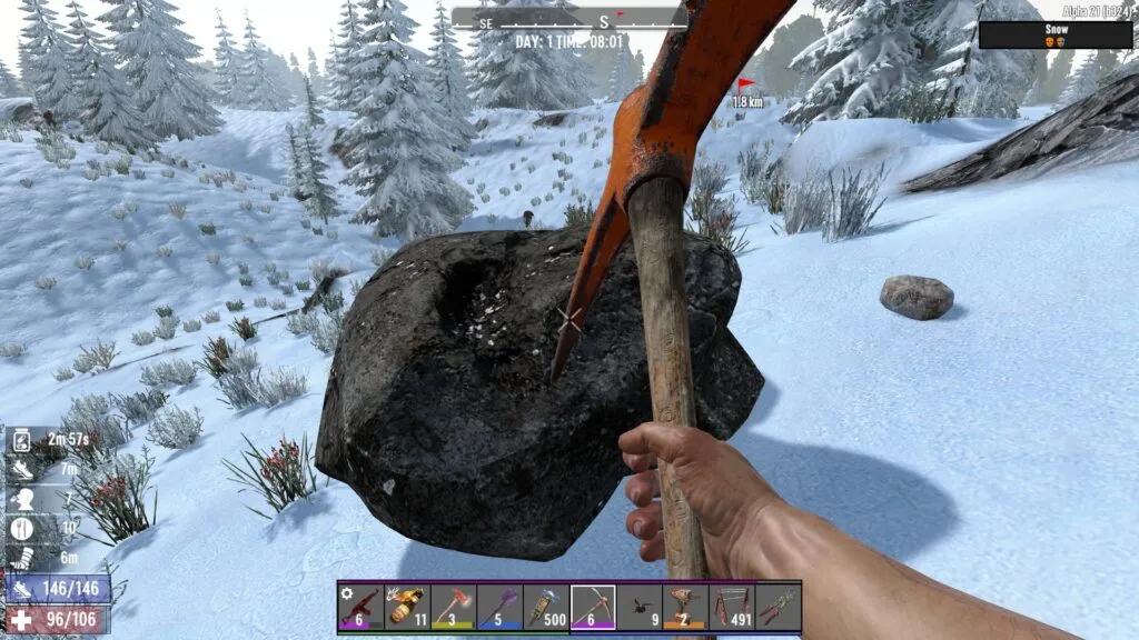 Gathering Materials in the Snow Biome