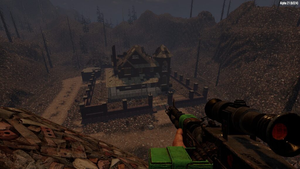 Looking Down at a Fenced House in the Wastelands Biome