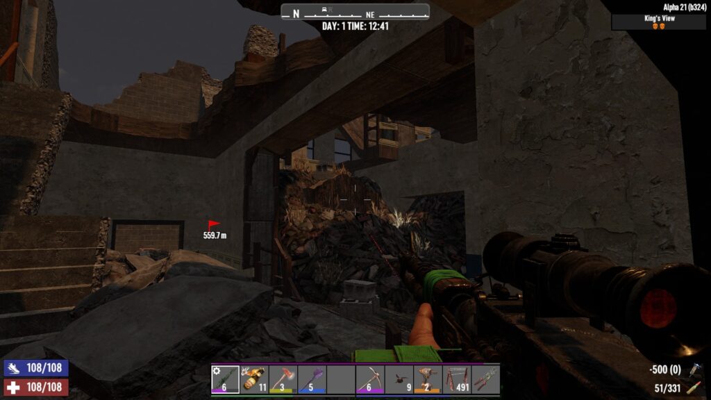 Digging Through a Destroy House for Food in the Wasteland Biome
