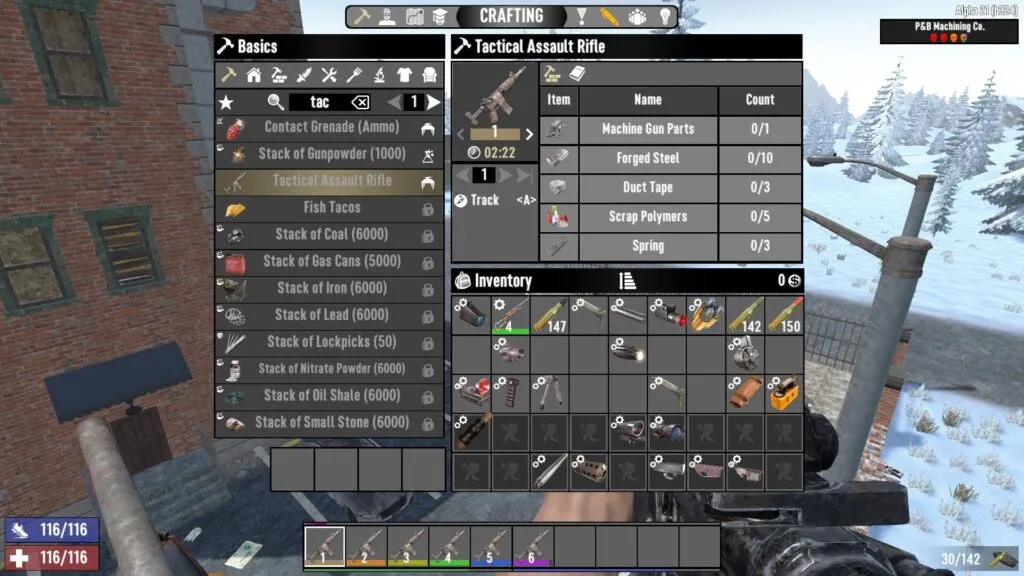 Tactical Assault Rifle Crafting Recipe in 7 Days to Die