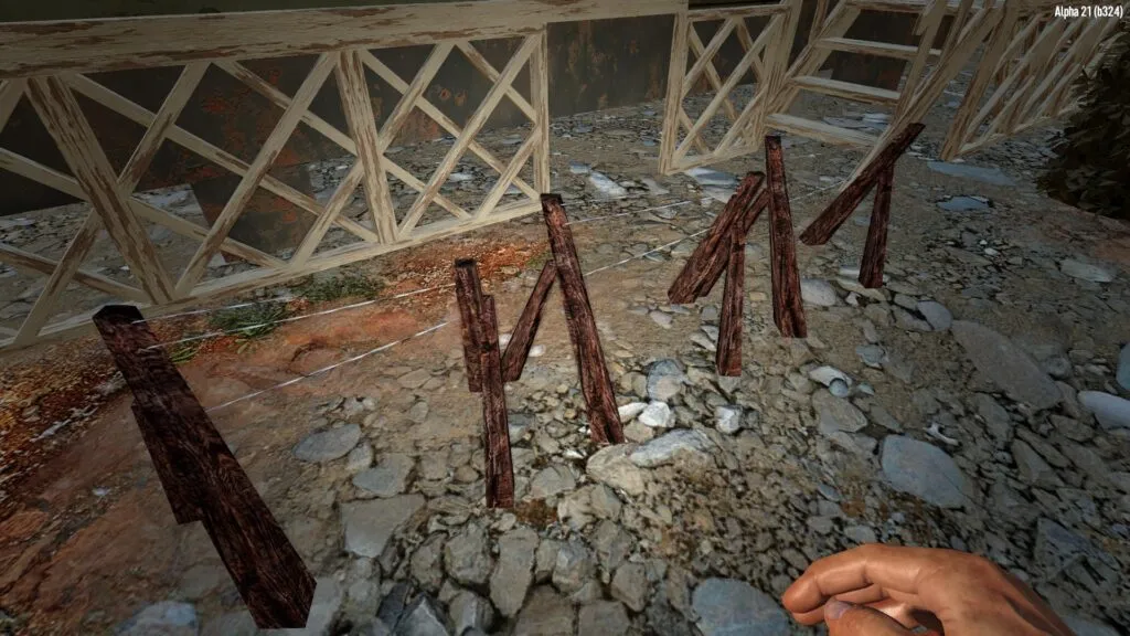 A Deployed Barbed Wire Fence in 7 Days to Die