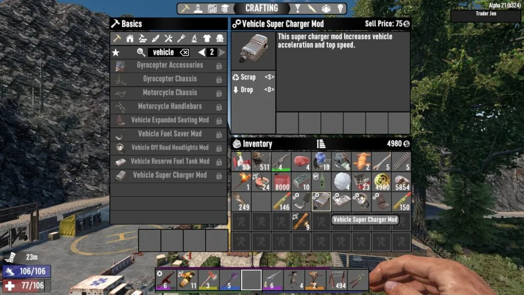 7 Days to Die Vehicle Super Charger Mod Description