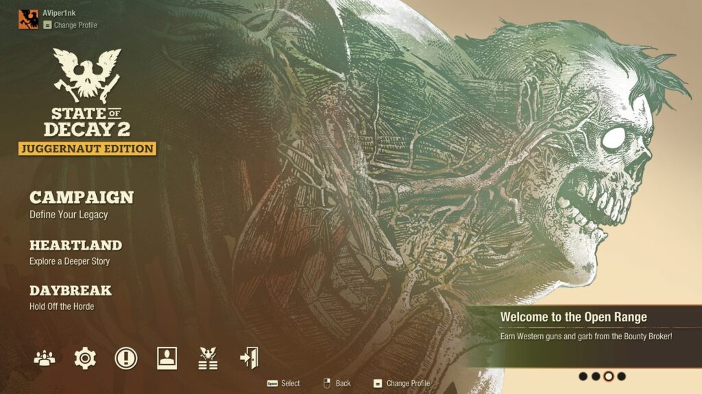 State of Decay 2 Home Screen