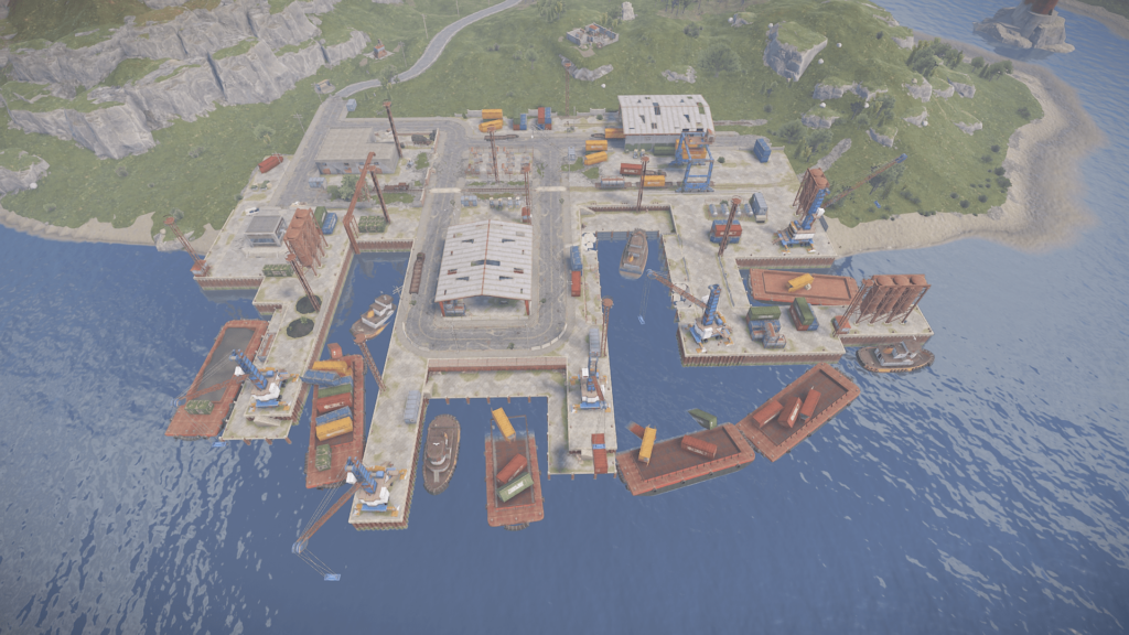 Large Habor Tugboat Locations in RUST Tugboat Locations at the Large Harbor Monument