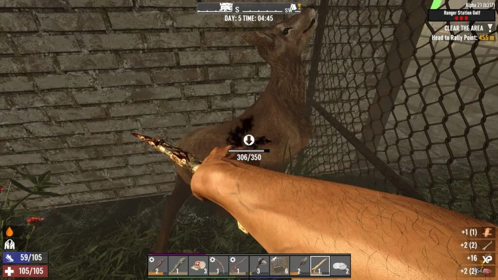 Harvesting a Deer Carcass in 7 Days to Die