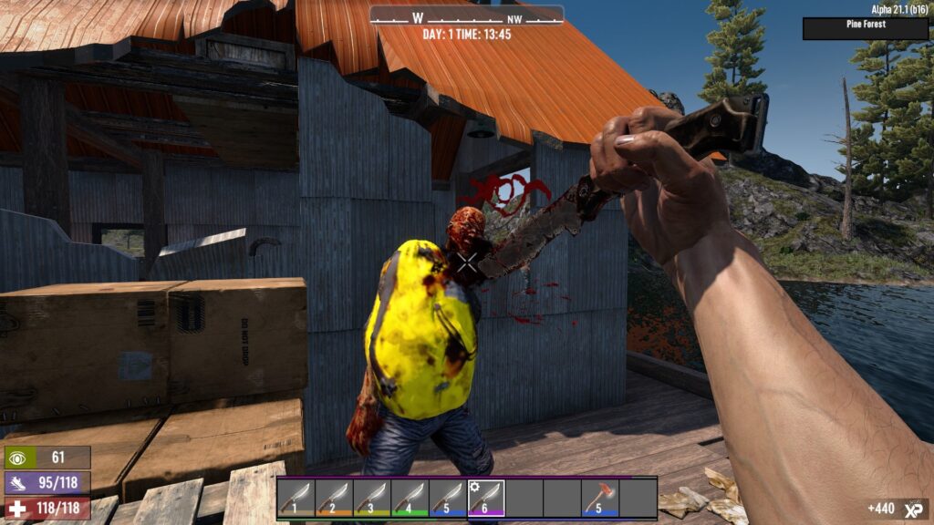 Decapitating an Enemy with the Hunting Knife in 7 Days to Die