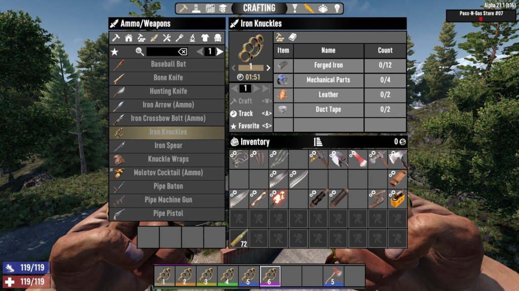 Iron Knuckles Crafting Recipe in 7 Days to Die