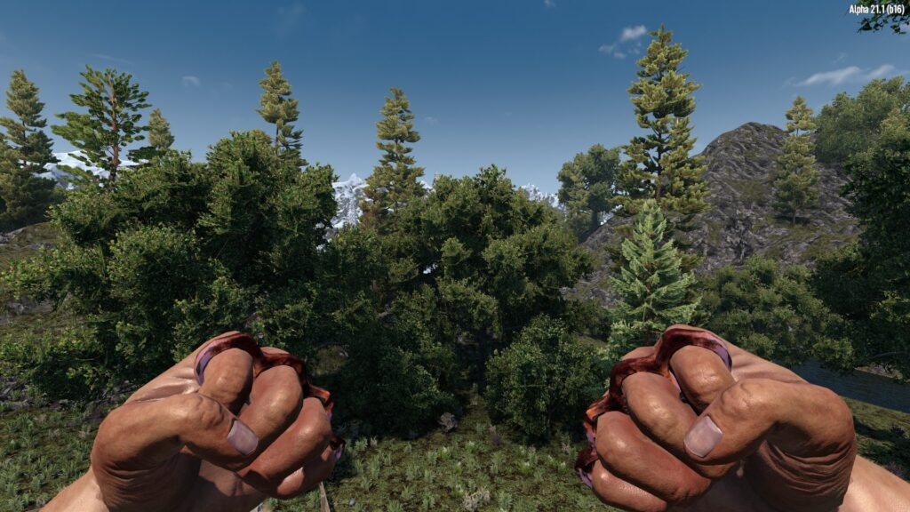Wielding a Pair of Modded Iron Knuckles in 7 Days to Die