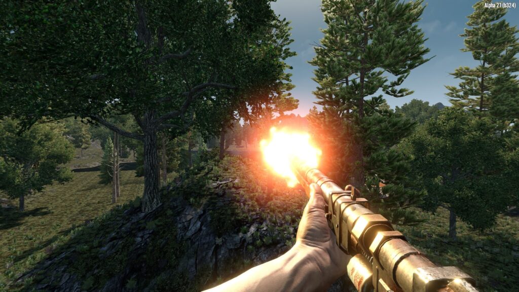 Firing the Pipe Rifle in 7 Days to Die