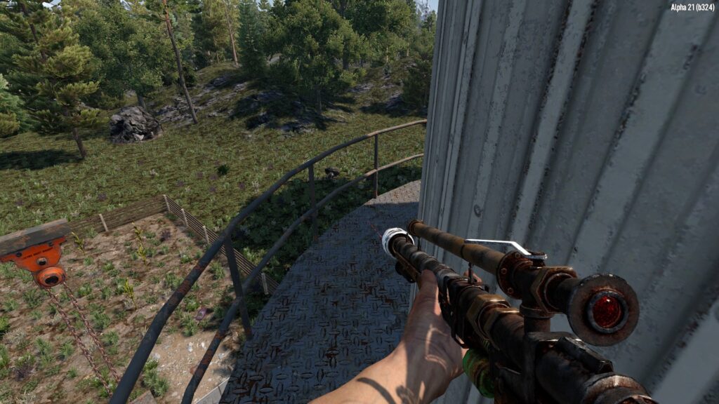 Wielding a Modded Pipe Rifle in 7 Days to Die