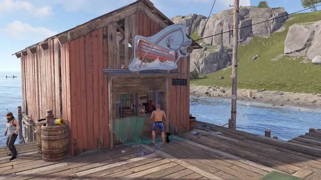 Standing Outside Stinky Pete's Diving Gear Shop