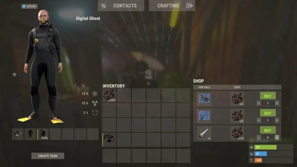 Inspecting the Boat and Torpedo Vendor's Inventory