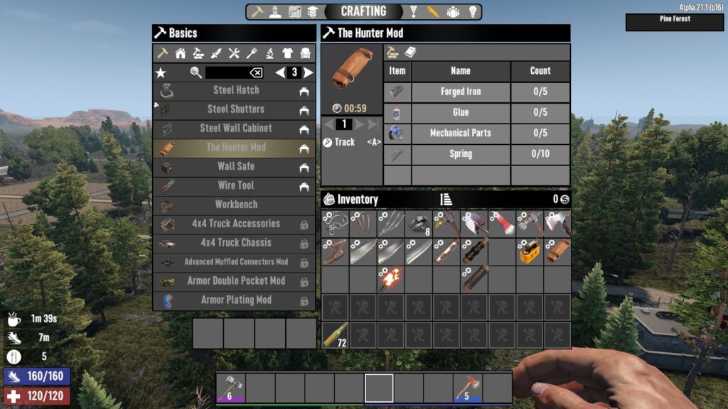 Crafting Recipe for The Hunter Mod Uses Mechanical Parts