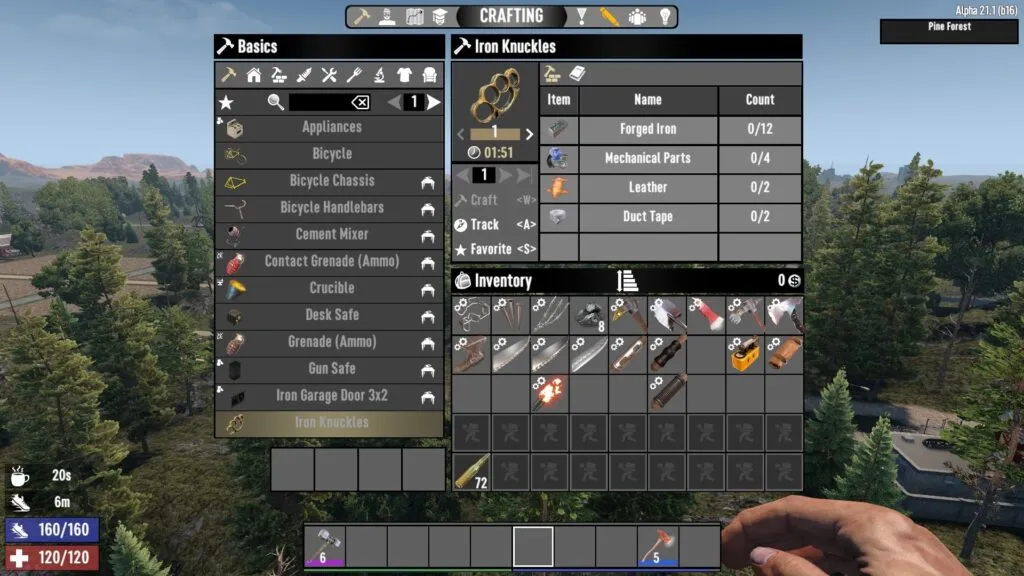 Crafting Recipe for Iron Knuckles Uses Mechanical Parts