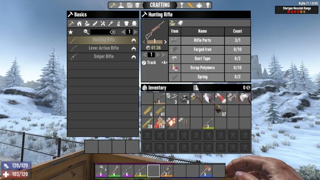 Hunting Rifle Crafting Recipe in 7 Days to Die