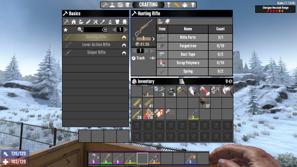 Hunting Rifle Crafting Recipe in 7 Days to Die