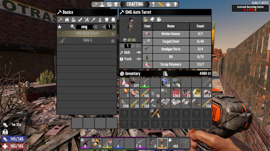 SMG Auto Turret Crafting Recipe