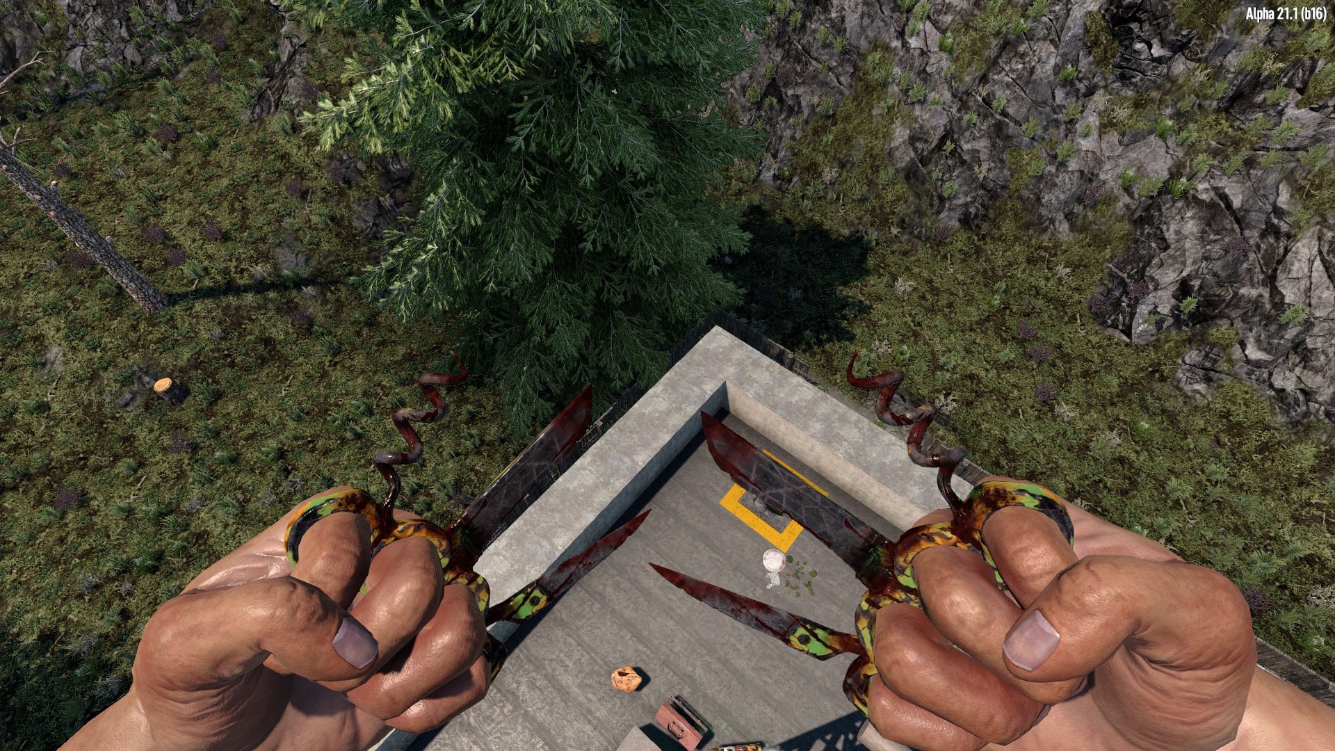Wielding a Pair of Modded Steel Knuckles in 7 Days to Die