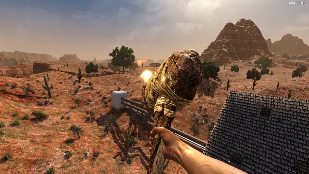 Wielding a Modded Stone Sledgehammer in 7 Days to Die