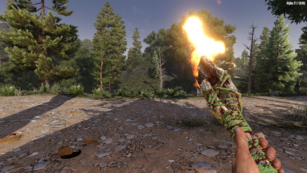 Wielding a Modded Stone Spear in 7 Days to Die
