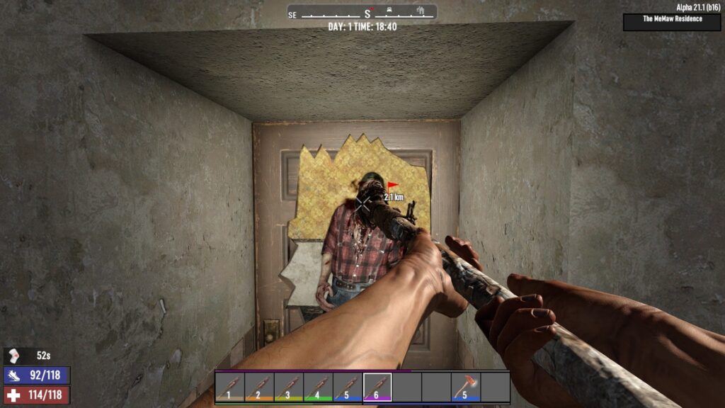 Attacking a Zombie Through a Door in 7 Days to Die