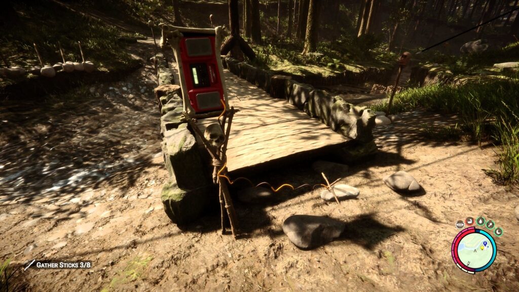 The Silent Alarm Trap Deployed on a Bridge in Sons Of The Forest