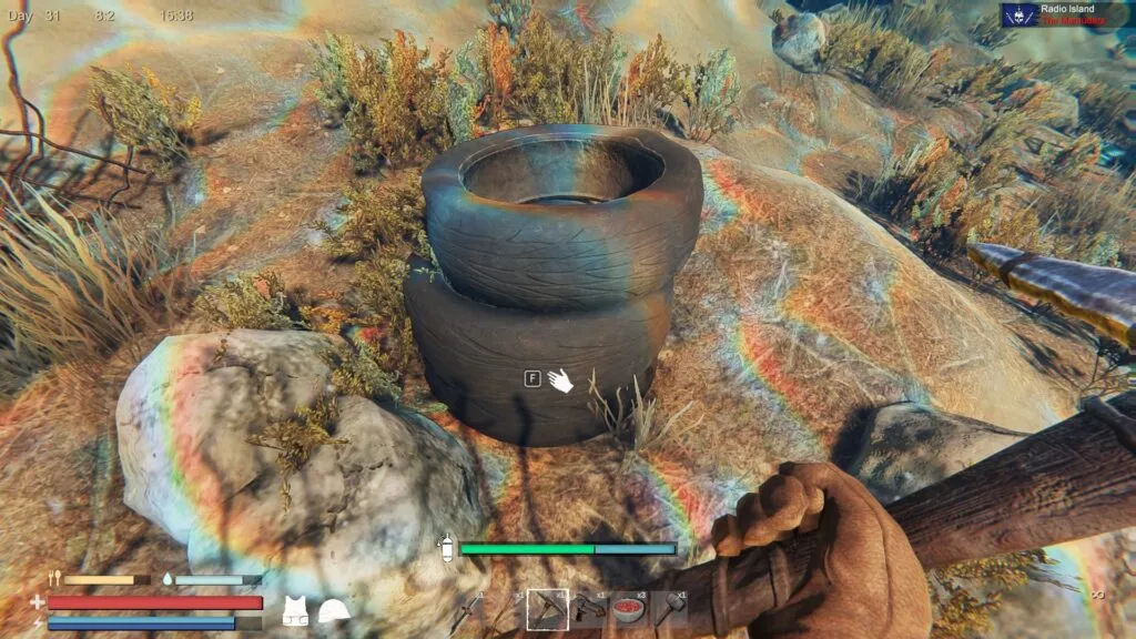Collecting a Stack of Tires in Sunkenland