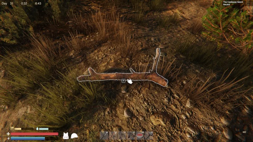 Collecting a Loose Branch in Sunkenland