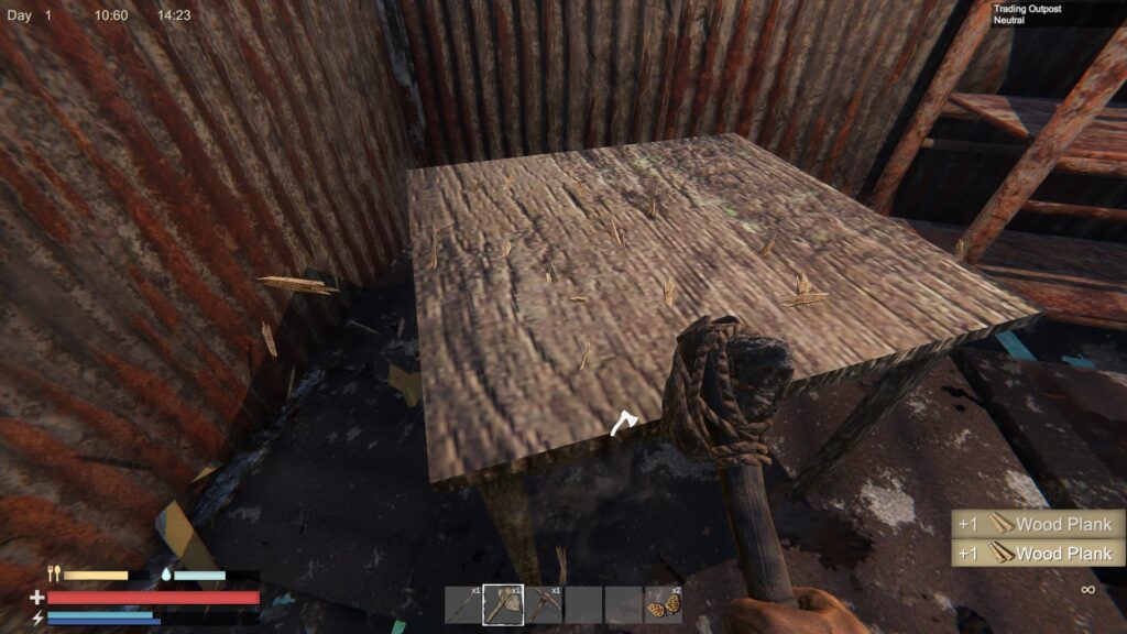 Breaking Down a Table for Wood in Sunkenland