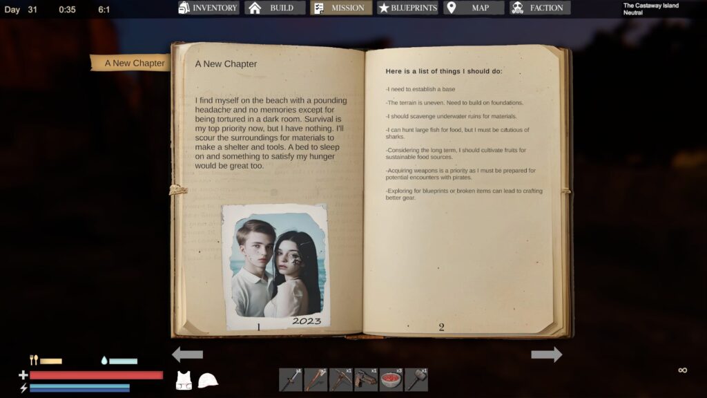 The Player's Mission Journal in Sunkenland