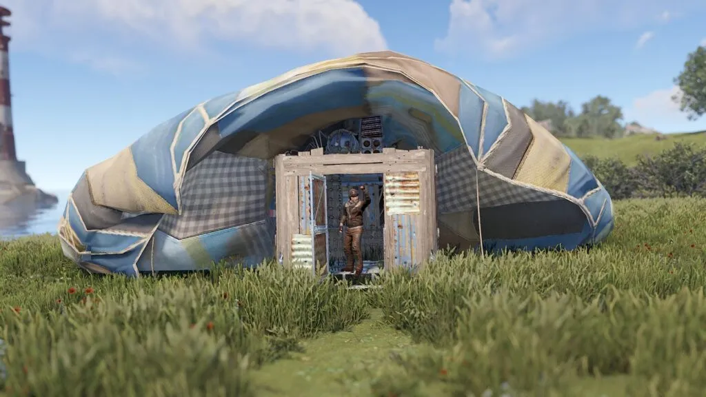 The Outside of an Armored Hot Air Balloon with the Door Open