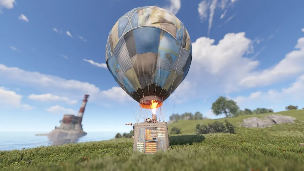 The Outside of an Armored Hot Air Balloon with the Ingition On