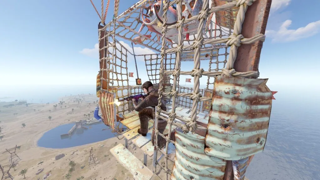 A Player Shooting Down and Out from the Balloon's Throat