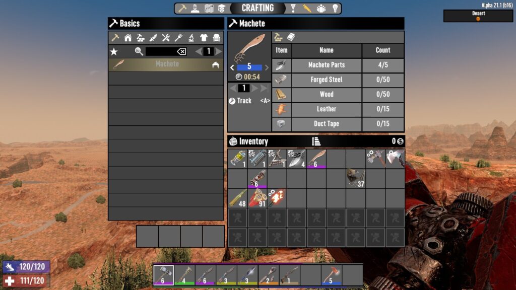 Machete Crafting Recipe in 7 Days to Die