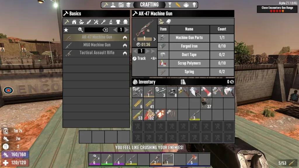The AK-47 Machine Gun Crafting Recipe in 7 Days to Die