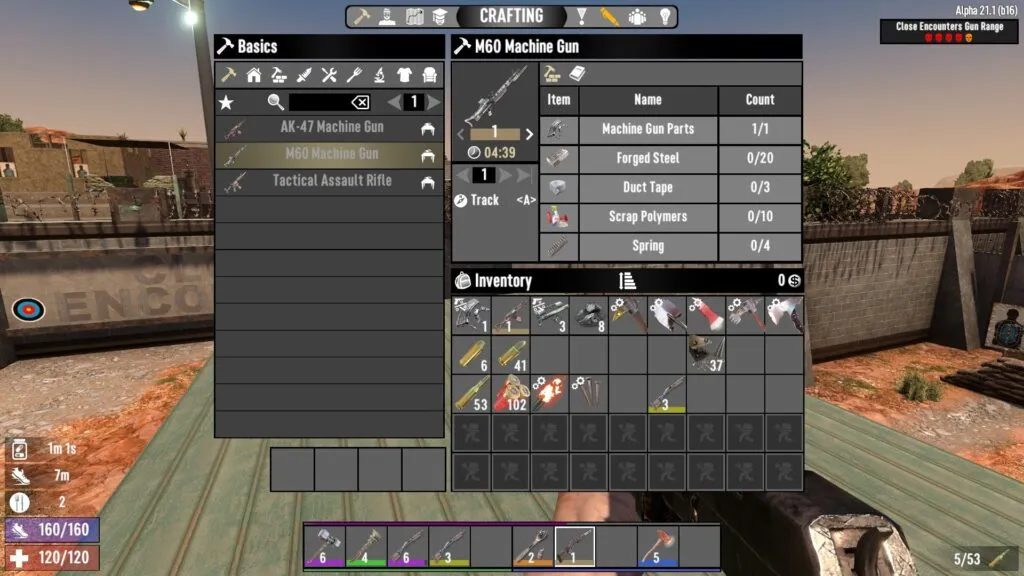 The M60 Machine Gun Crafting Recipe in 7 Days to Die