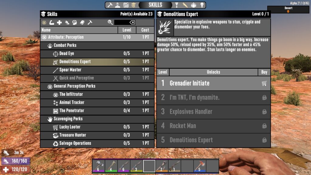 Inspecting the Demolitions Expert Perk in 7 Days to Die
