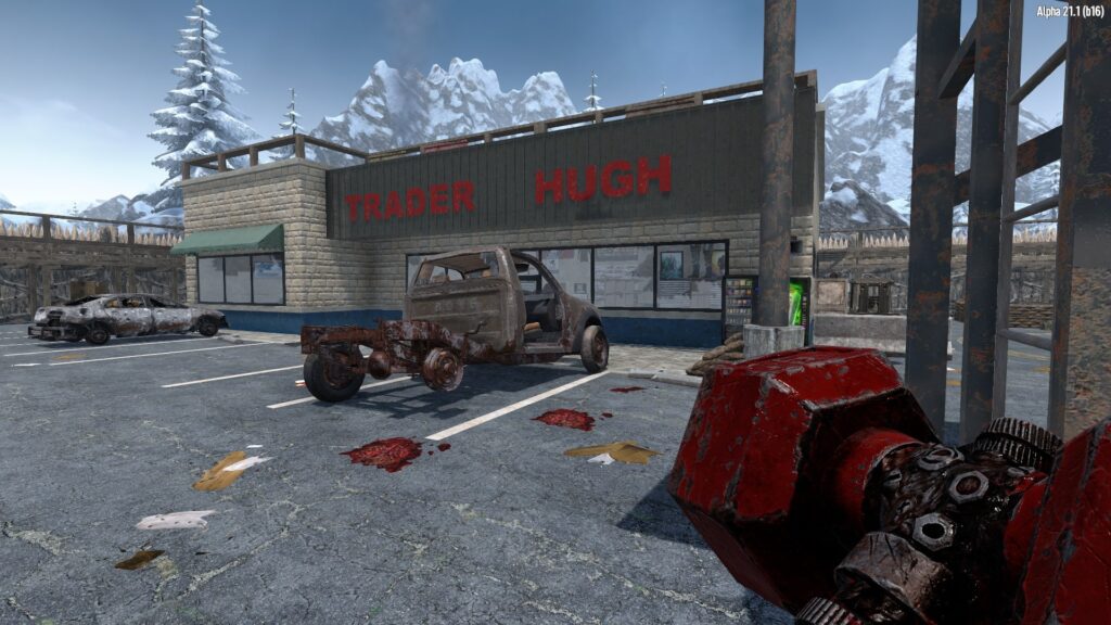 Approaching Trade Hugh's Shop in 7 Days to Die