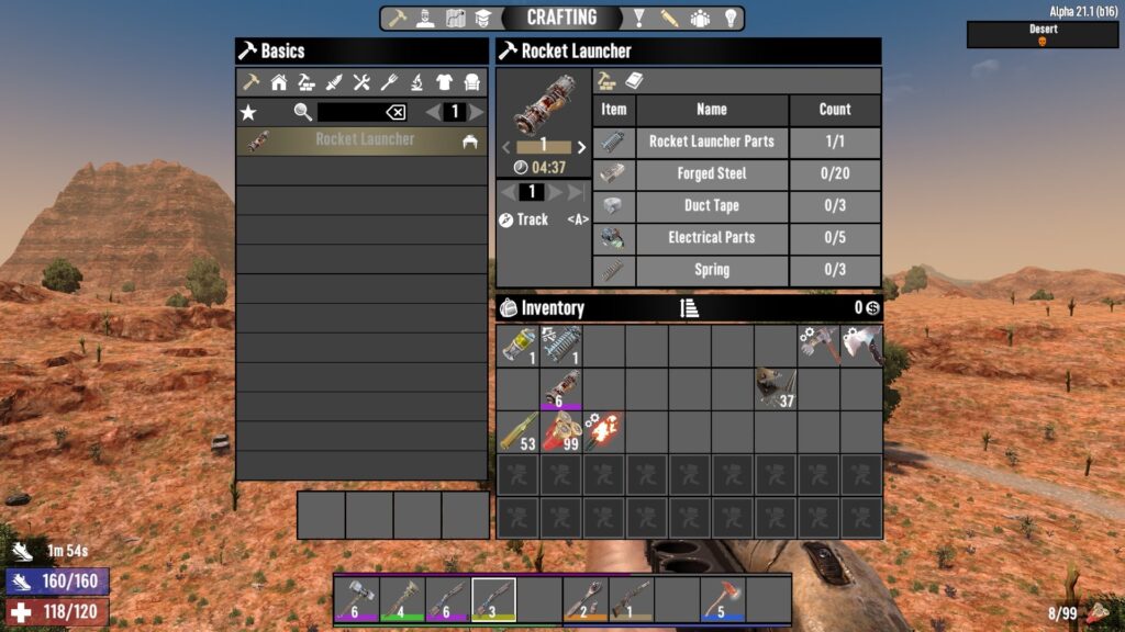 Rocket Launcher Crafting Recipe in 7 Days to Die